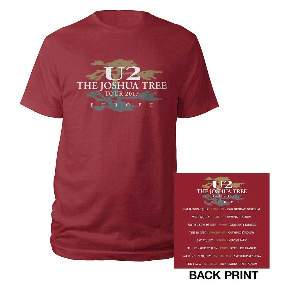 U2 - Joshua Tree 2017 Mens Tshirt - Red | Attitude Europe